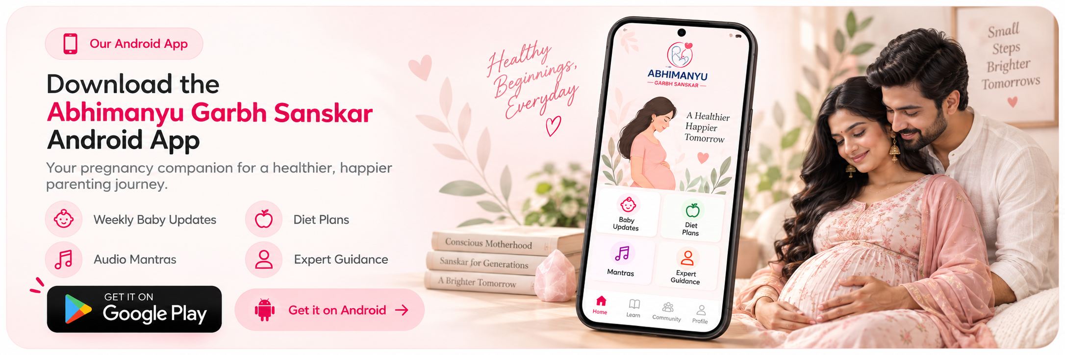 Abhimanyu Garbh Sanskar Android app: baby updates, diet plans, audio mantras and expert guidance