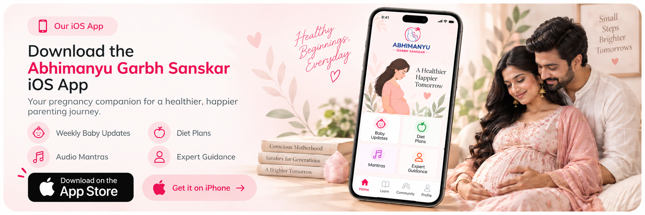Abhimanyu Garbh Sanskar iOS app: baby updates, diet plans, audio mantras and expert guidance